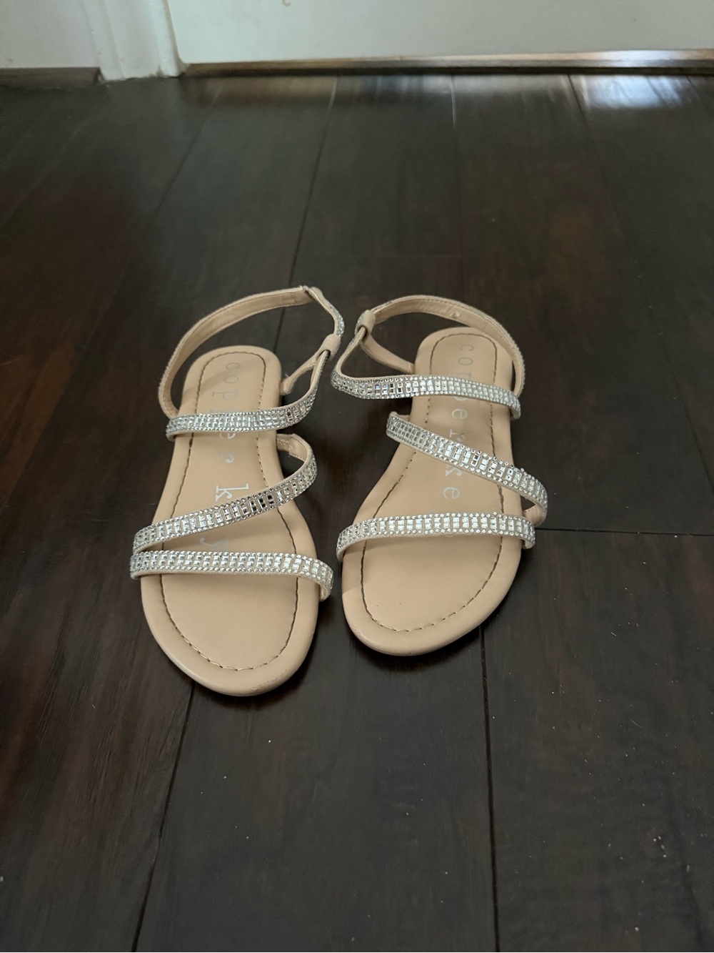 Copper Key Girls' Nude Rhinestone Strappy Sandals